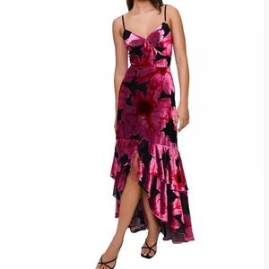 mini smock dress Chiffon Ruffle Orange Abstract Print Mini Smock Dress Orange/Black Multi